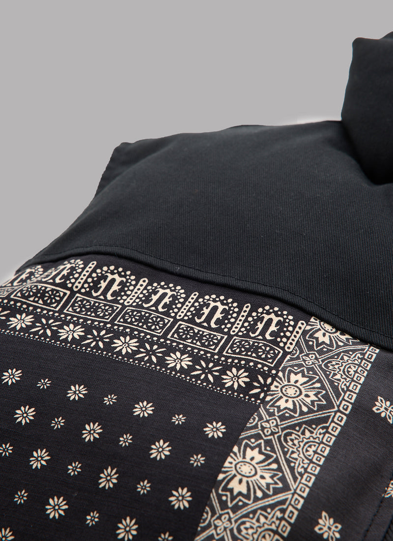 PAISLEY COMBINATION DOWN VEST-BLACK