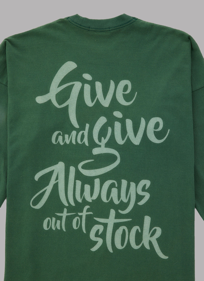 BIO WASHED GIVE&GIVE DROP SHOULDER L/S TEE-GREEN