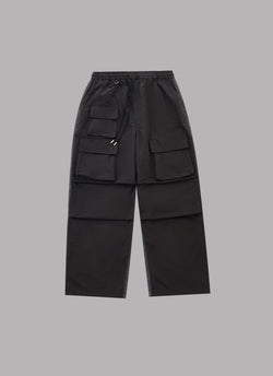 WIDE FATIGUE PANTS-BLACK