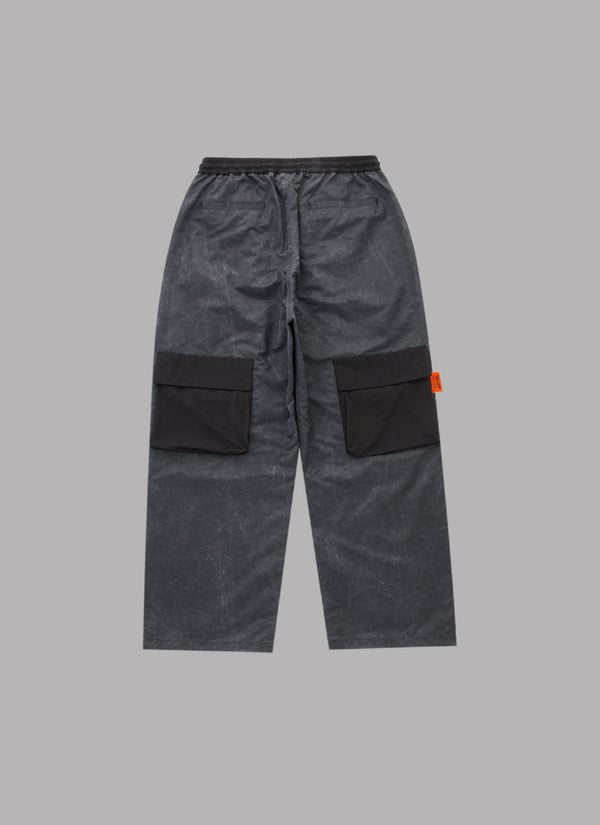 WIDE FATIGUE PANTS-BLACK