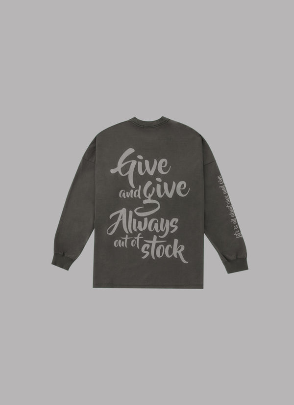BIO WASHED GIVE&GIVE DROP SHOULDER L/S TEE-CHARCOAL