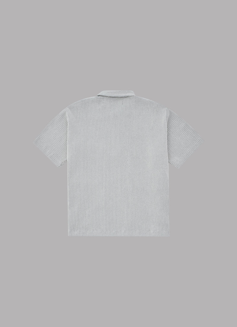 ・FRILL STRIPES S/S SHIRT-GRAY
