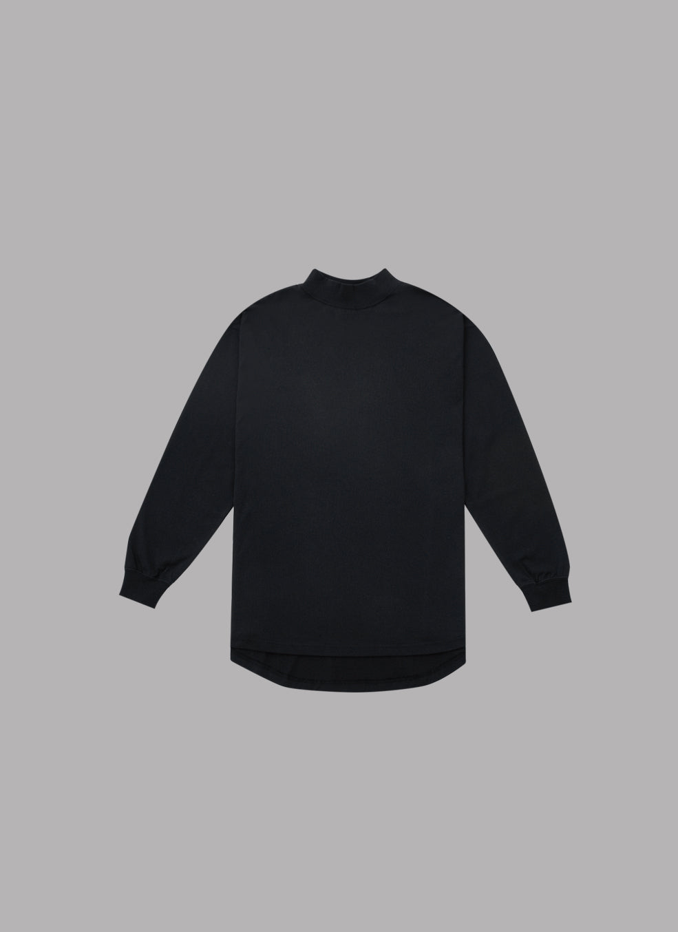 MOCK NECK L/S TEE-BLACK