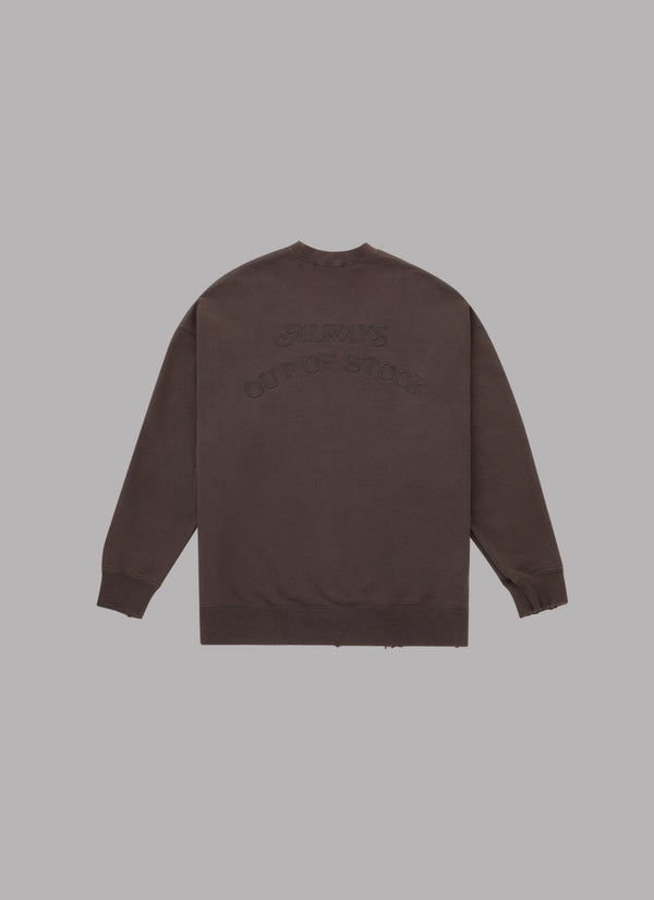 WASHED DAMAGED BASIC LOGO CREWNECK-CHARCOAL