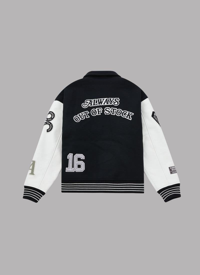 CRAZY PATCH COMBINATION STADIUM JUMPER-BLACK