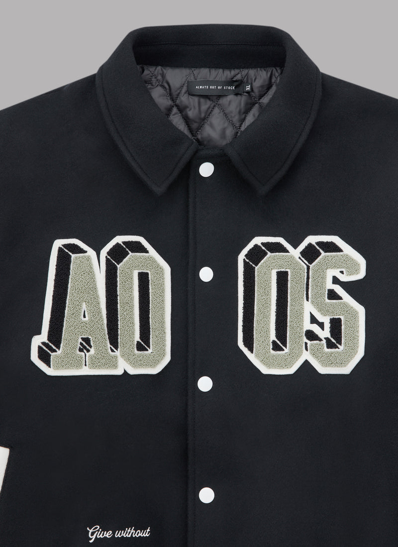 CRAZY PATCH COMBINATION STADIUM JUMPER-BLACK