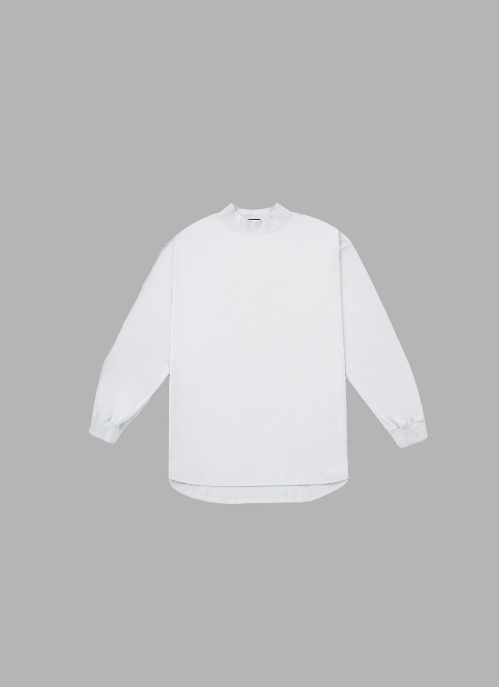MOCK NECK L/S TEE-WHITE