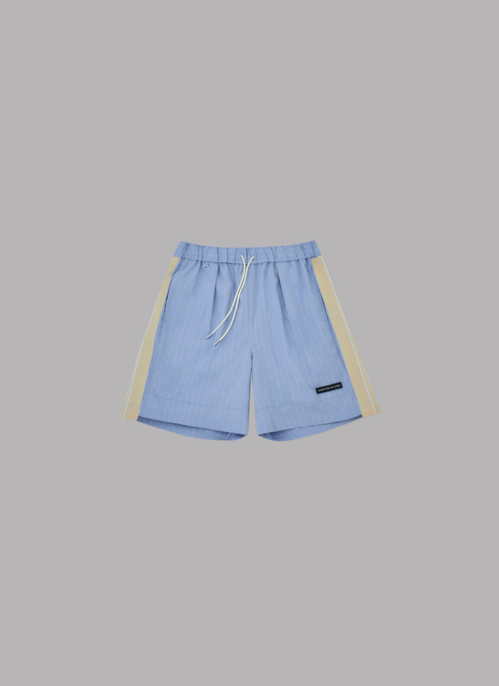 SIDE STRIPE LINEN TUCKED SHORTS-SAX
