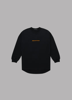 ROUNDED OLD ENGLISH L/S SUPIMA TEE-BLACK