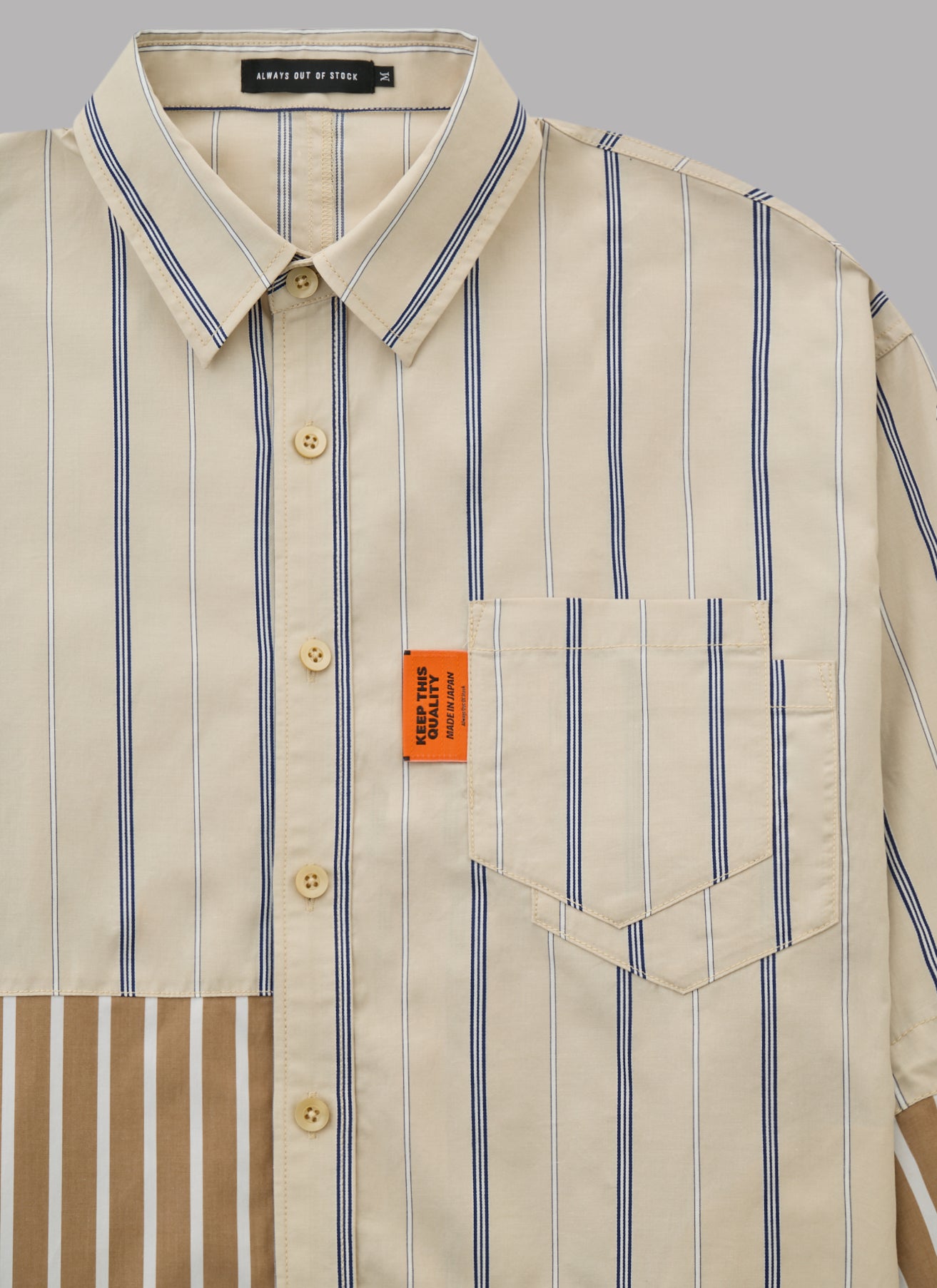 CRAZY STRIPE L/S SHIRT-BEIGE