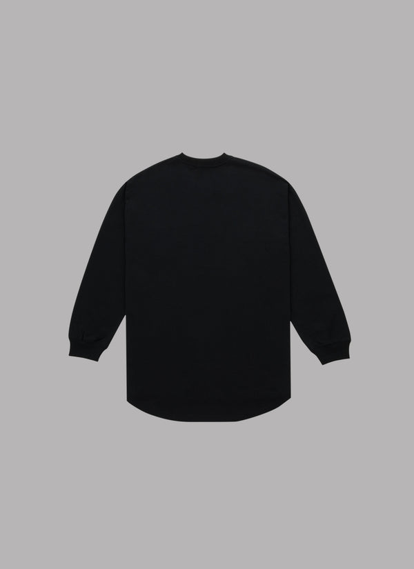 ROUNDED OLD ENGLISH L/S SUPIMA TEE-BLACK