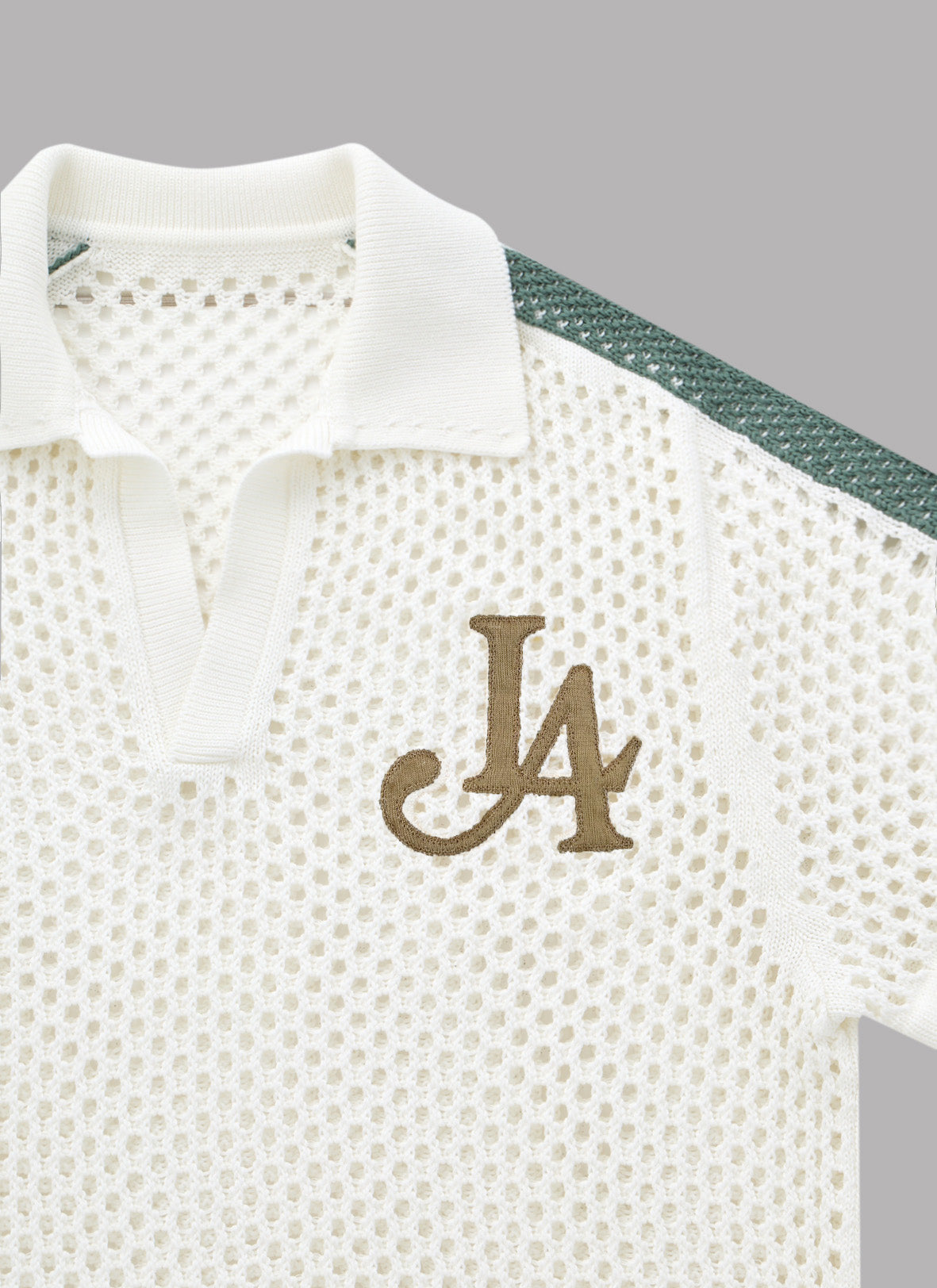 MESH KNIT GAME SHIRT-OFF WHITE