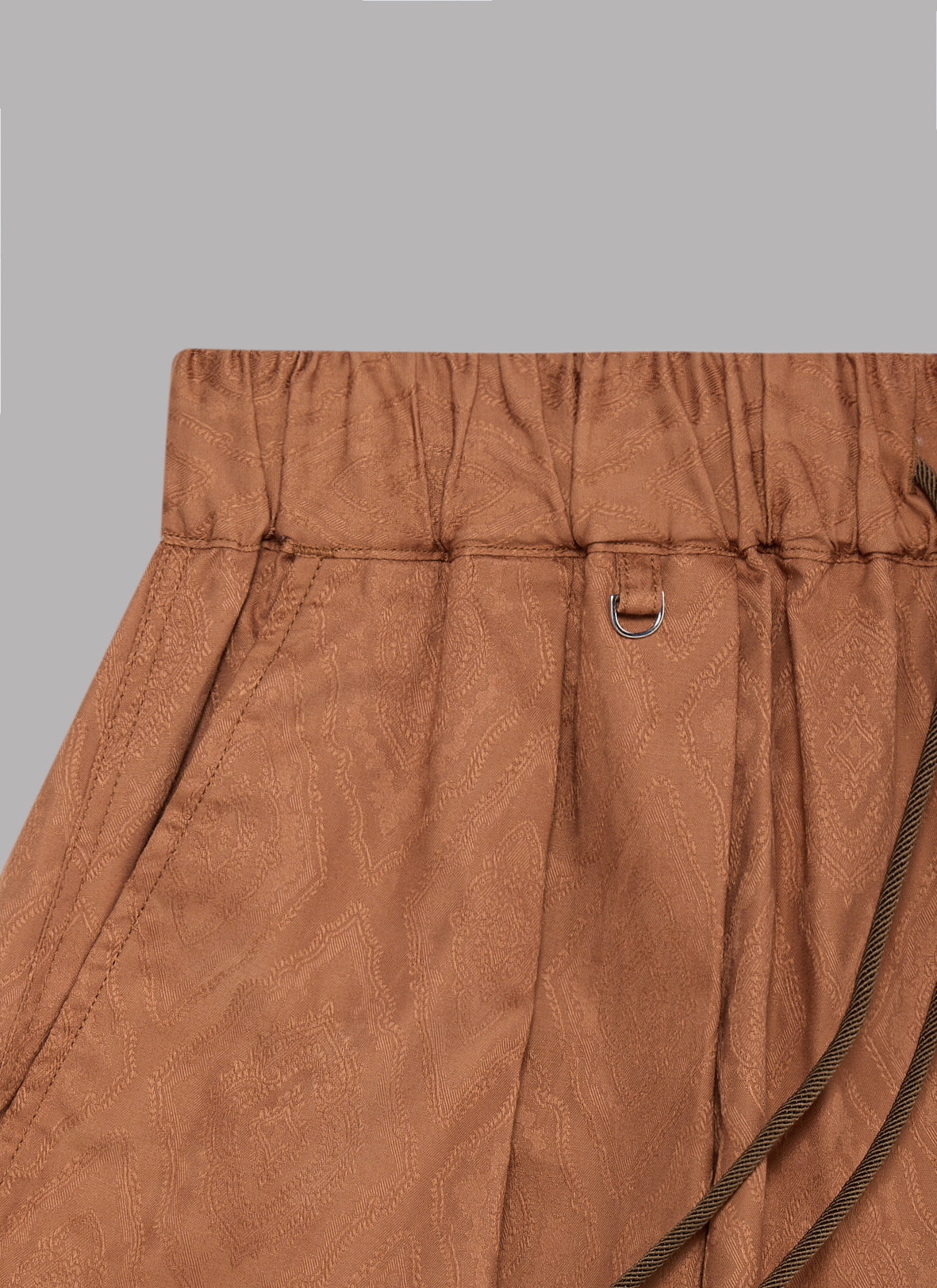 JACQURED PATTERN RESORT 2TUCK SHORTS - BROWN