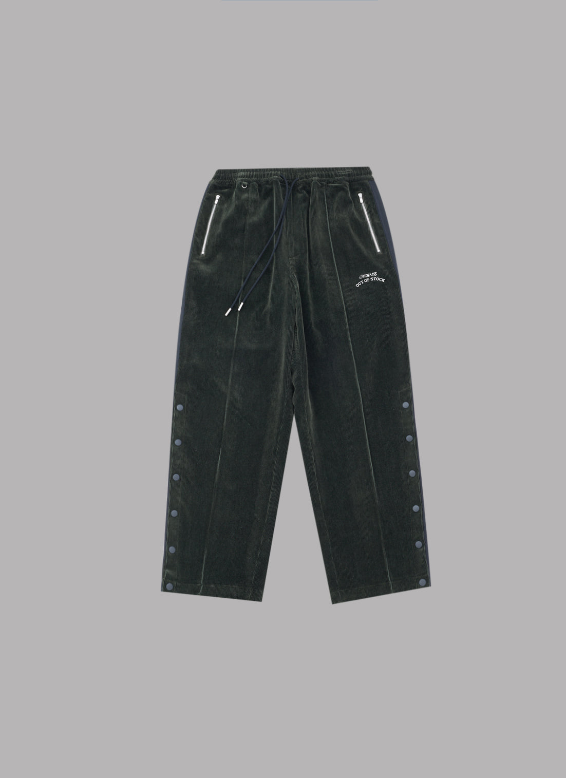 CORDUROY TRACK PANTS-DARK GREEN