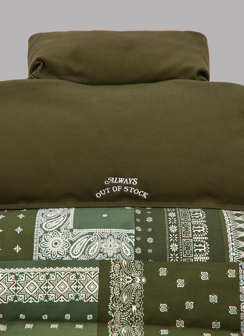 PAISLEY COMBINATION DOWN VEST-KHAKI