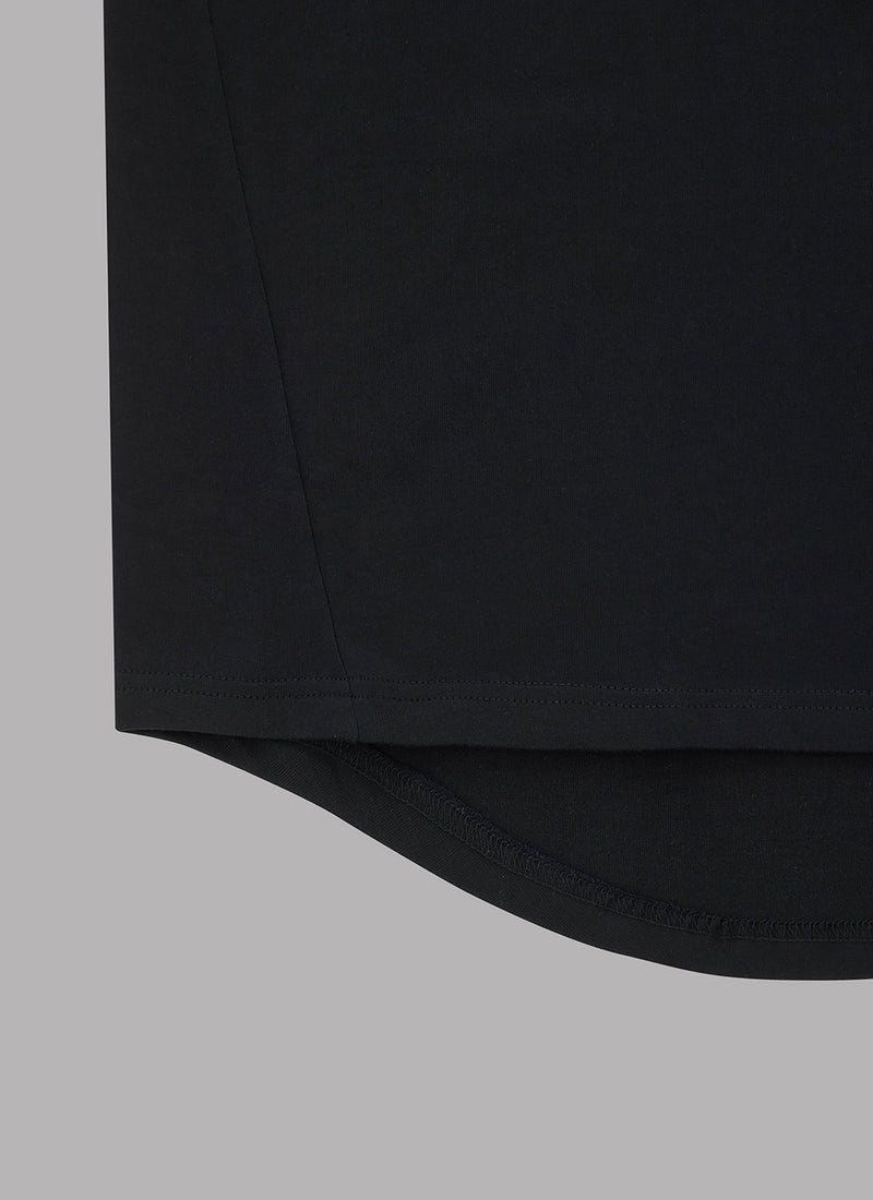 ROUNDED OLD ENGLISH L/S SUPIMA TEE-BLACK