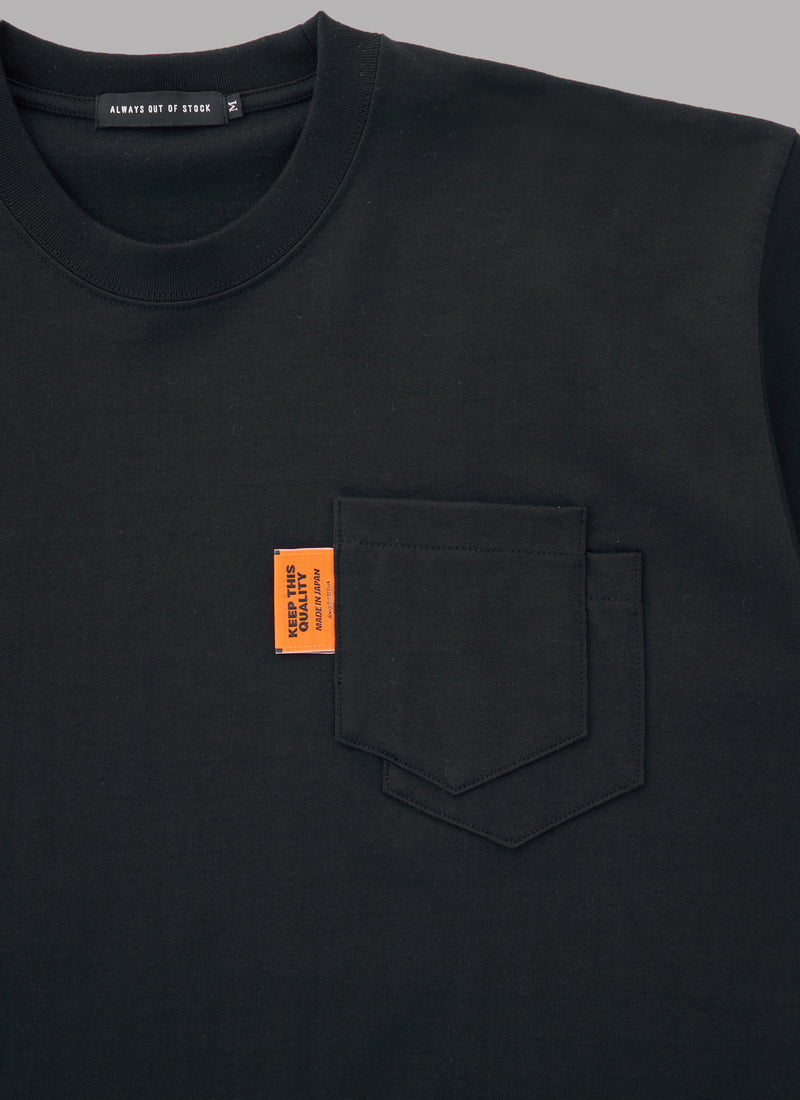 DOUBLE POCKET SUPIMA S/S TEE-BLACK