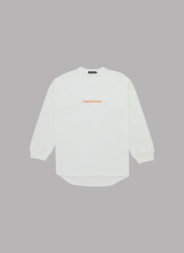 ROUNDED OLD ENGLISH L/S SUPIMA TEE-WHITE