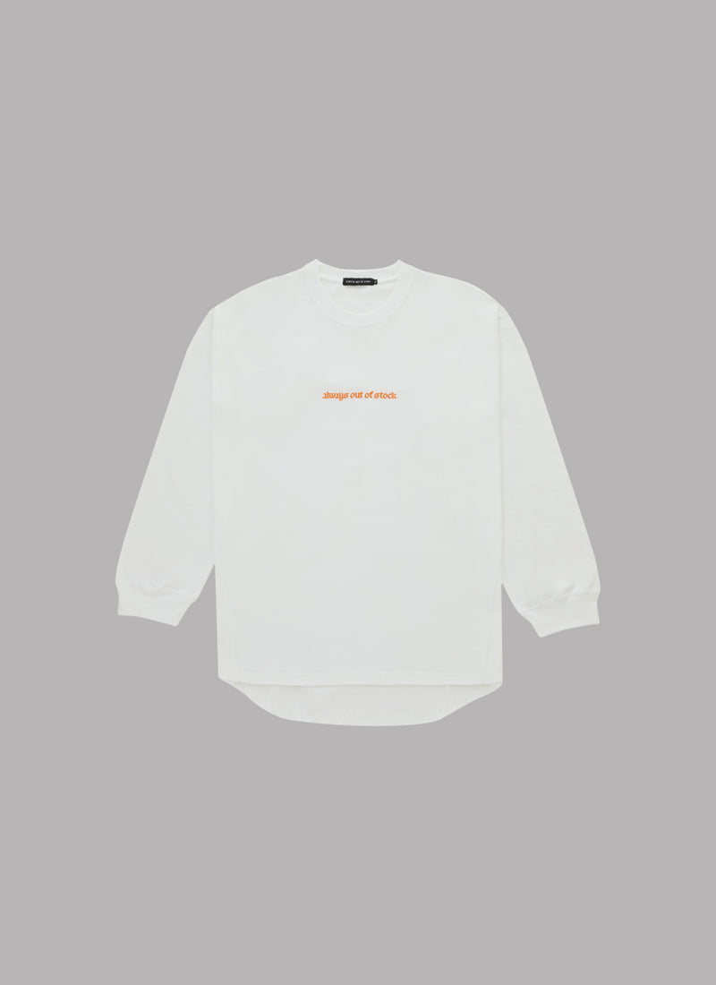 ROUNDED OLD ENGLISH L/S SUPIMA TEE-WHITE