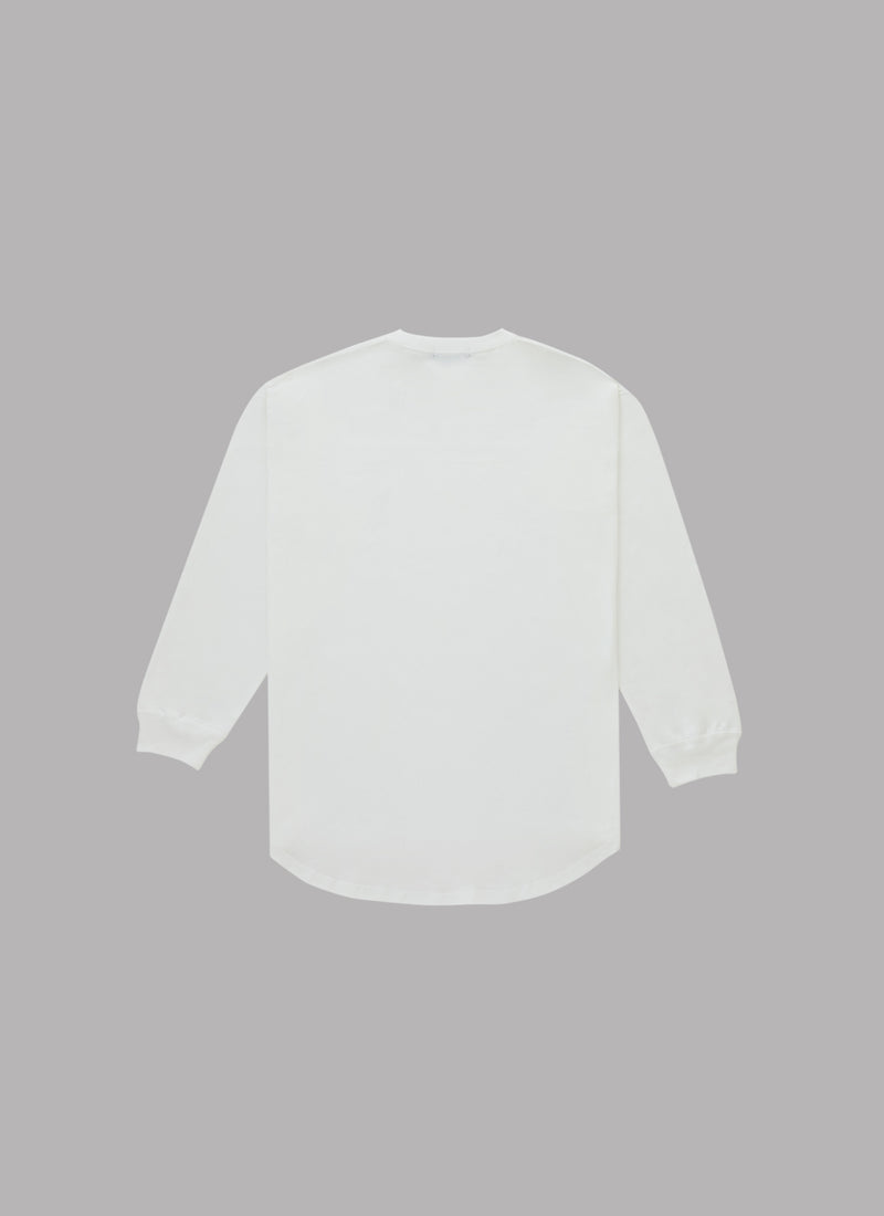 ROUNDED OLD ENGLISH L/S SUPIMA TEE-WHITE