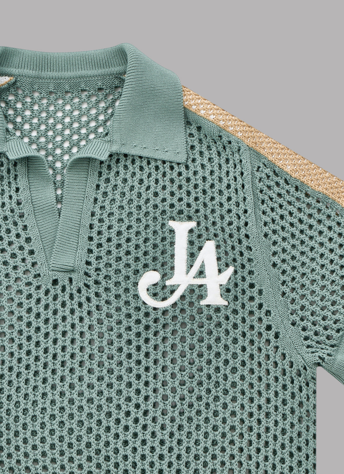 MESH KNIT GAME SHIRT-PISTACCHIO