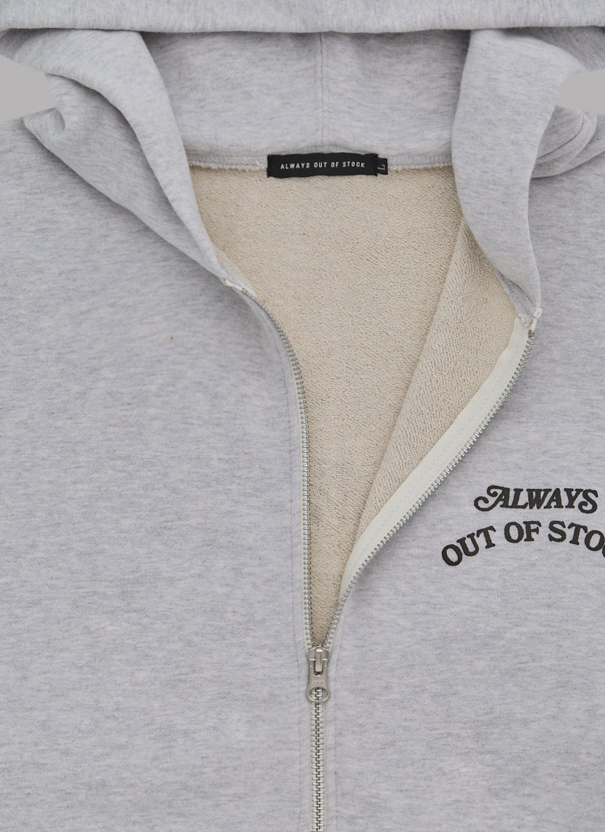 BASIC LOGO ZIP HOODIE - HEATHER GRAY