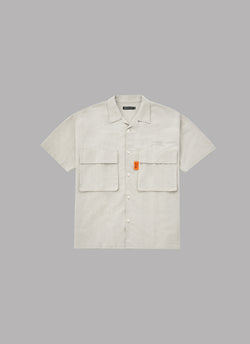 LINEN S/S RELAX SAFARI SHIRT-LIGHT GRAY