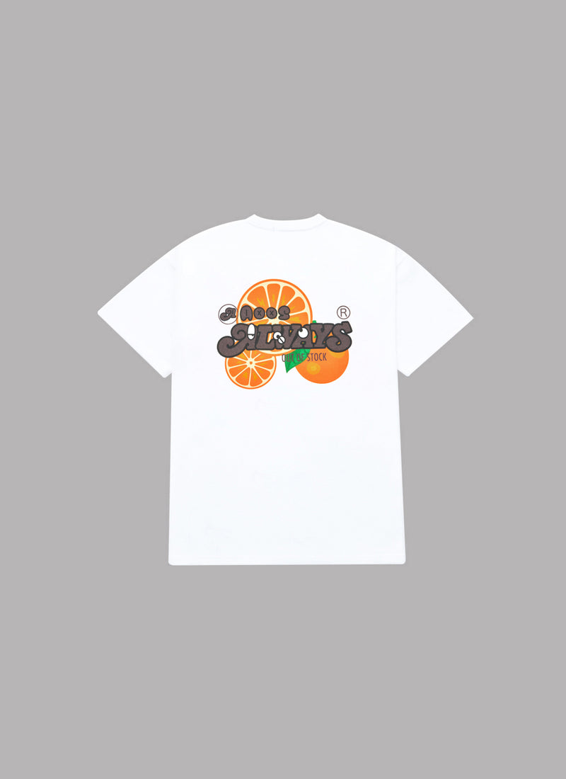 ALWAYS OUT OF STOCK x kuzesae ORANGE CHEWING GUM TEE-WHITE