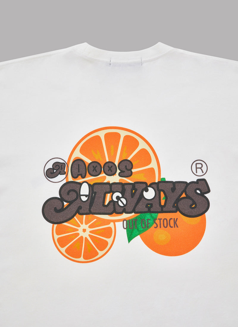 ALWAYS OUT OF STOCK x kuzesae ORANGE CHEWING GUM TEE-WHITE