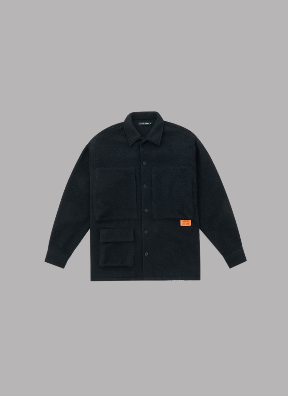 TWEED-LIKE UTILITY JACKET-BLACK