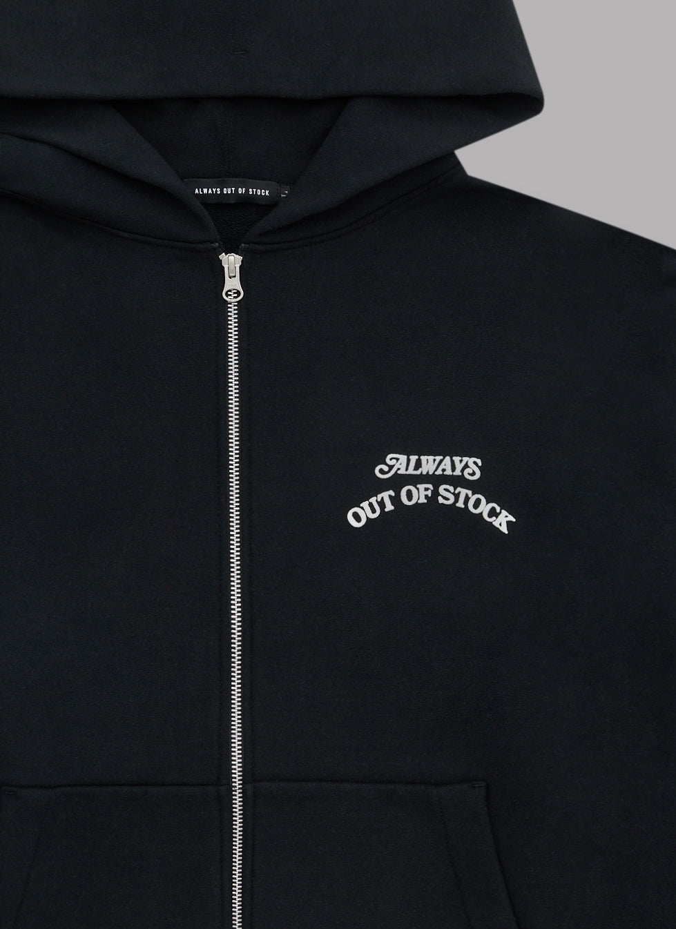 BASIC LOGO ZIP HOODIE - BLACK