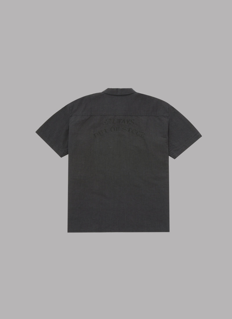 LINEN S/S RELAX SAFARI SHIRT-BLACK