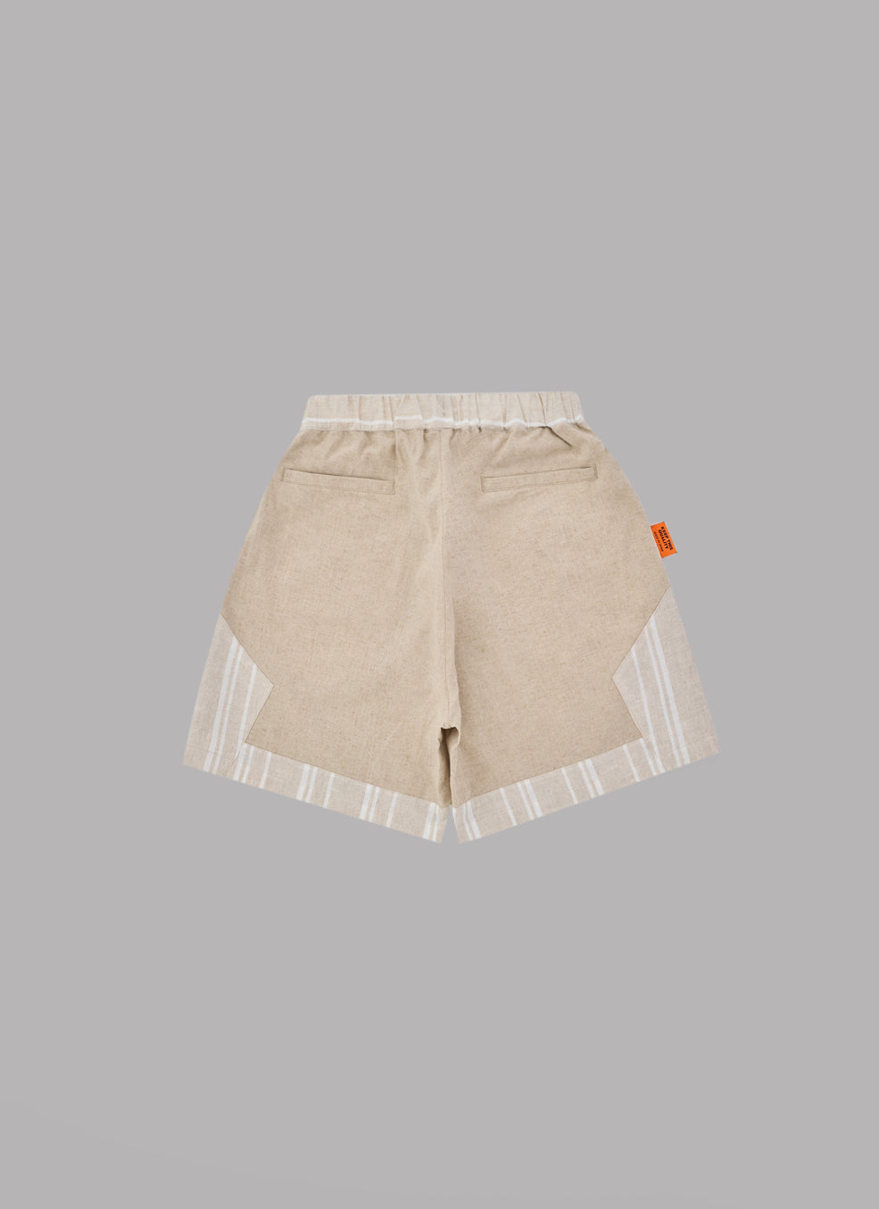 LINEN BASKETBALL SHORTS-BEIGE