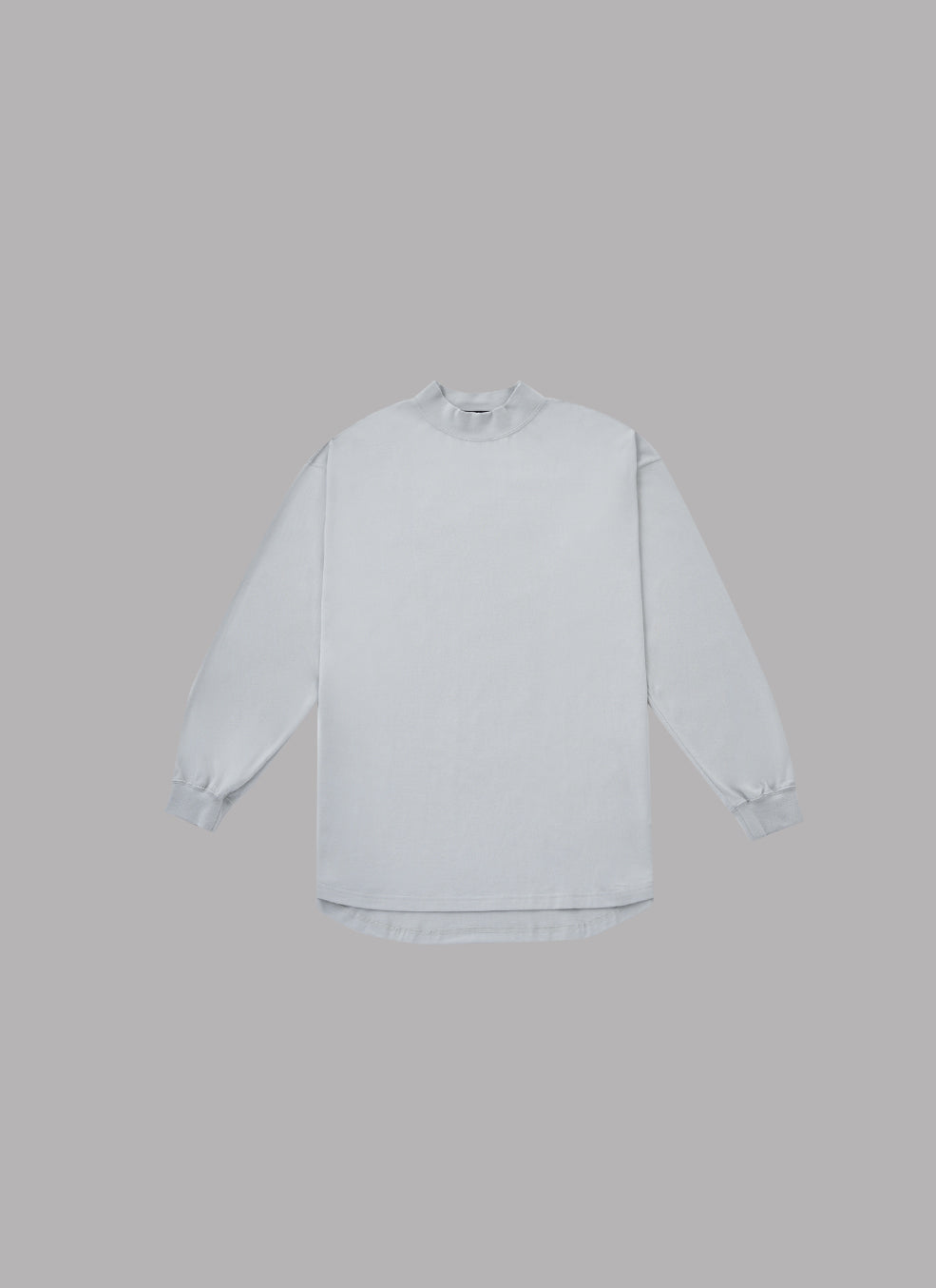 MOCK NECK L/S TEE-SILVER GREEN