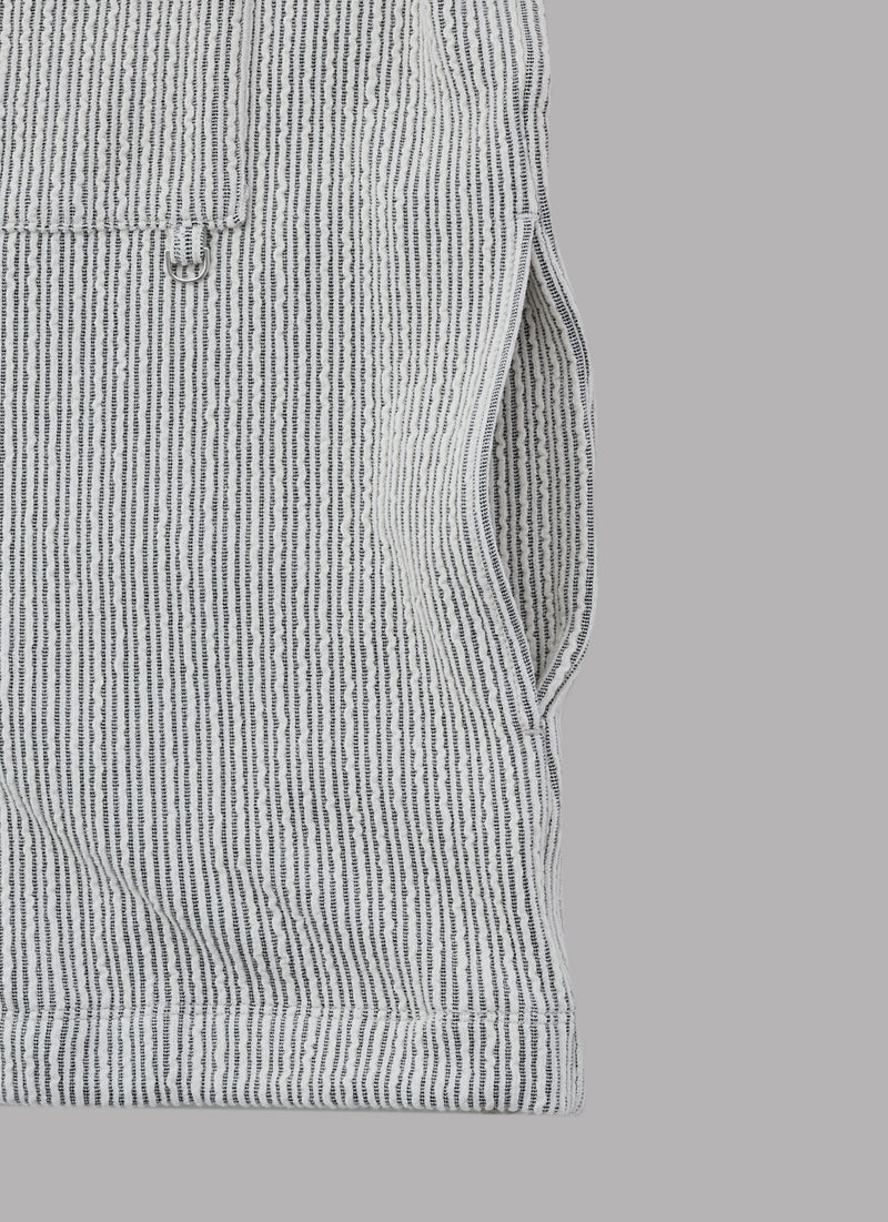 ・FRILL STRIPES S/S SHIRT-GRAY