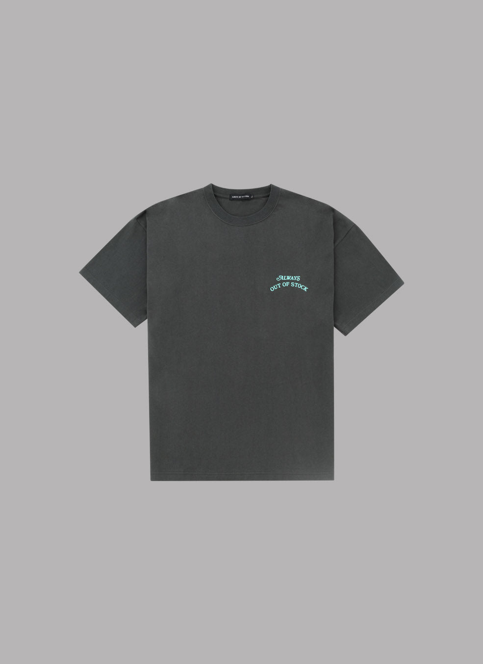 BASIC LOGO S/S TEE-CHARCOAL x TURQUOISE