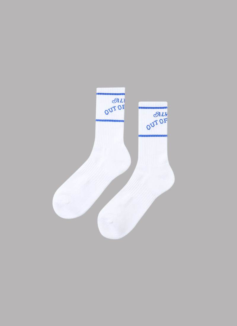 BASIC LOGO LONG SOCKS-WHITE x BLUE