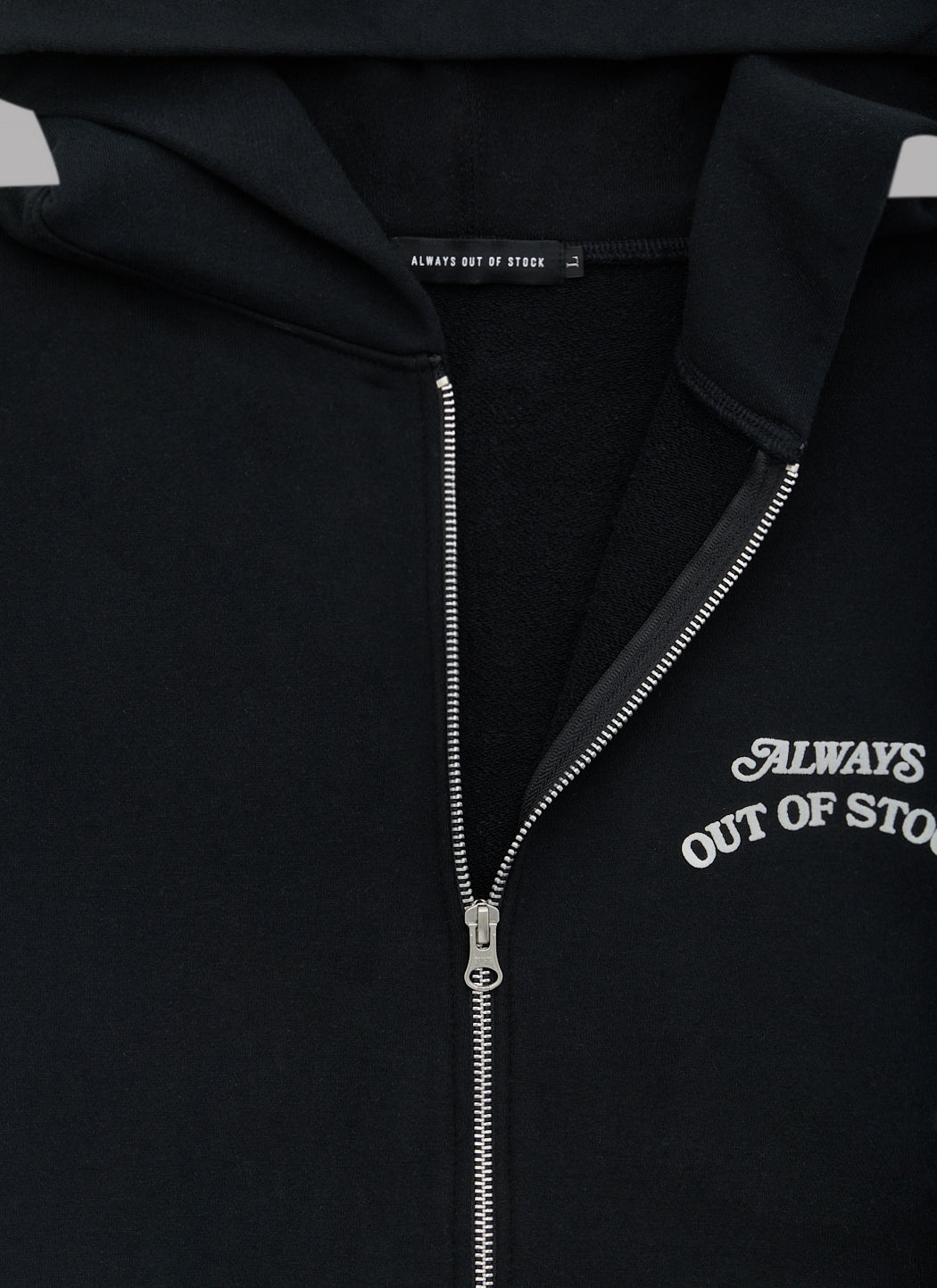 BASIC LOGO ZIP HOODIE - BLACK