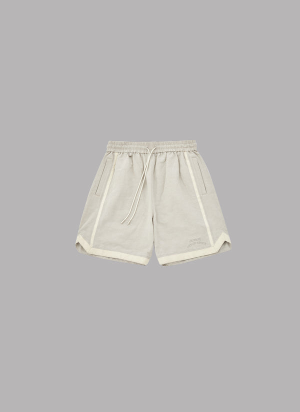 LINEN BASKETBALL SHORTS-LIGHT GRAY