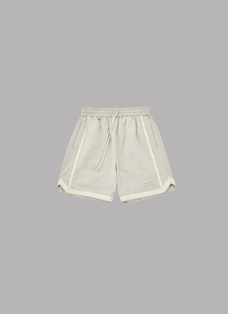 LINEN BASKETBALL SHORTS-LIGHT GRAY