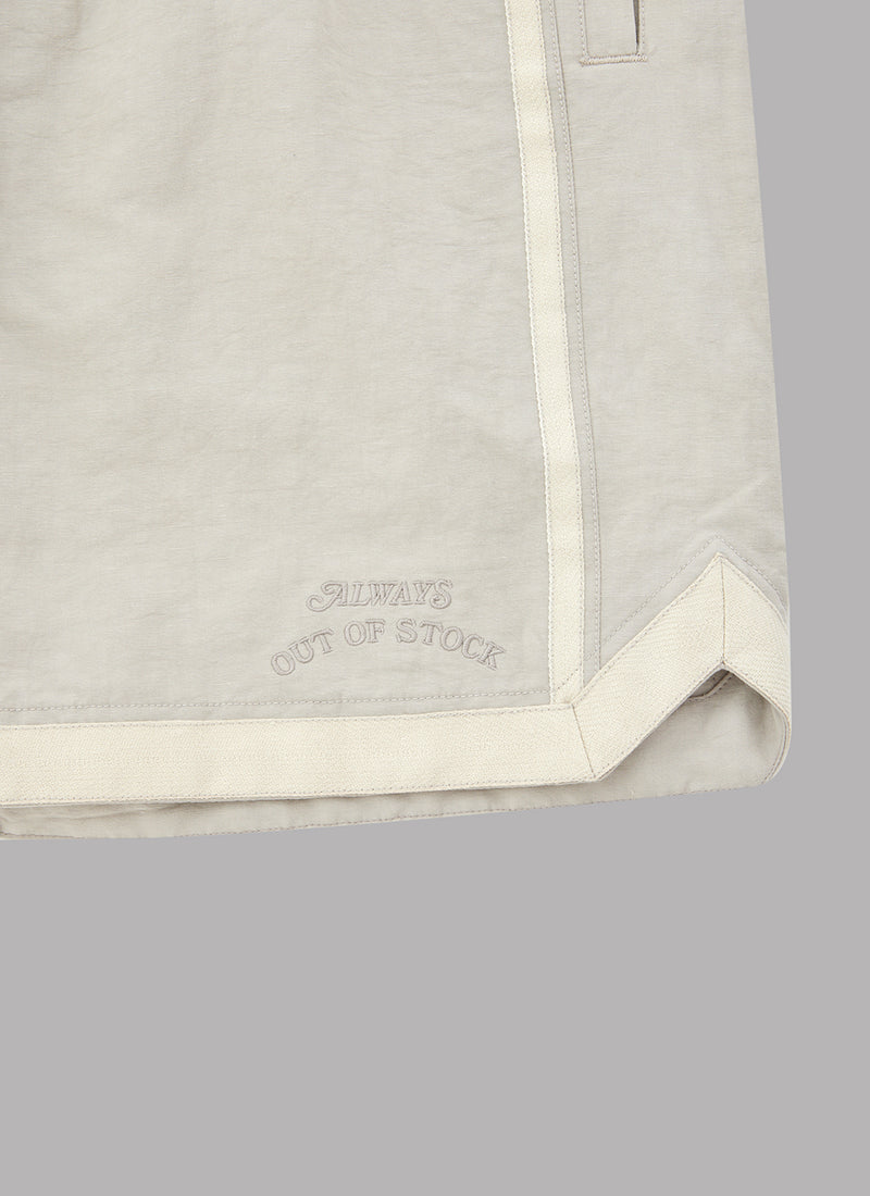 LINEN BASKETBALL SHORTS-LIGHT GRAY