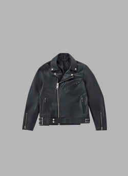 SWITCHED W LEATHER JACKET-BLACK