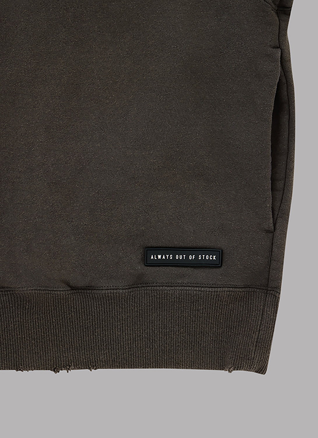 WASHED DAMAGED HALF SLEEVE CREWNECK-CHARCOAL