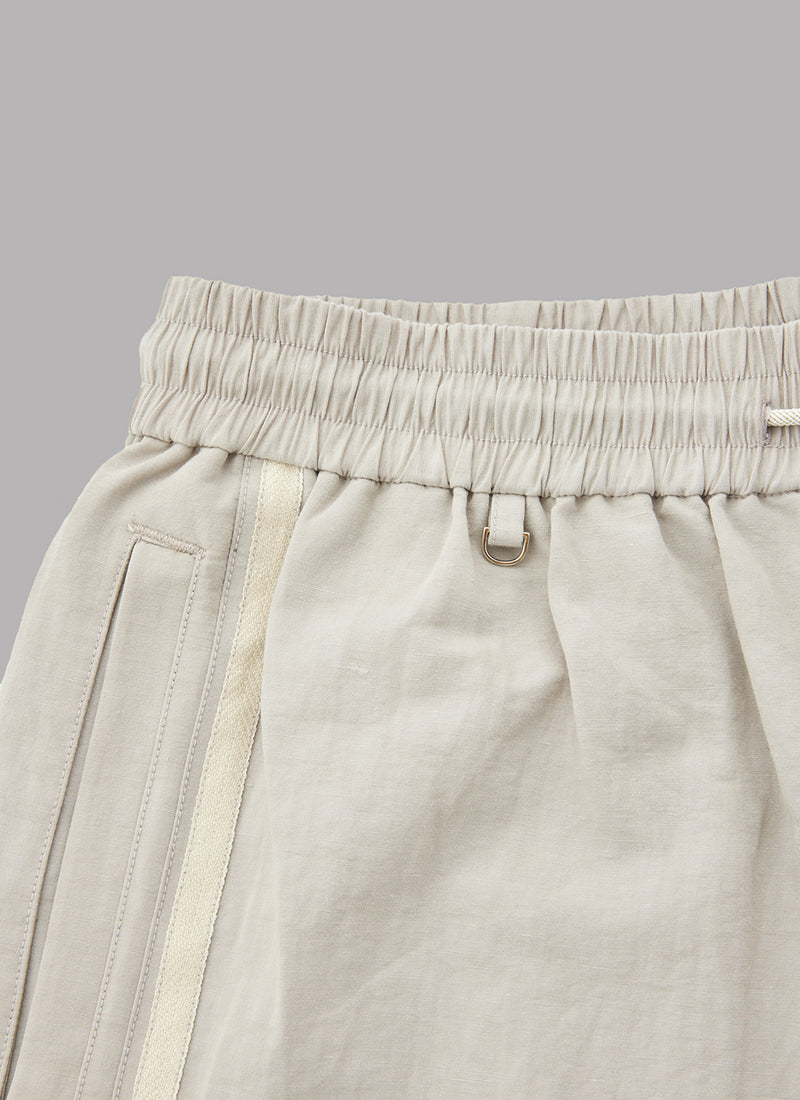 LINEN BASKETBALL SHORTS-LIGHT GRAY