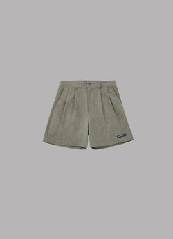 TWO TUCK CANVAS SHORTS-DARK OLIVE