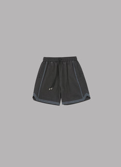 LINEN BASKETBALL SHORTS-BLACK