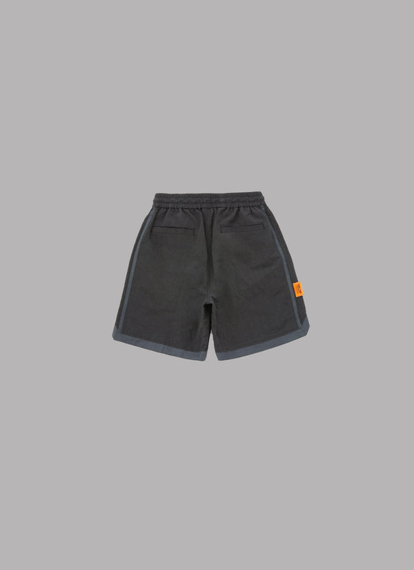 LINEN BASKETBALL SHORTS-BLACK