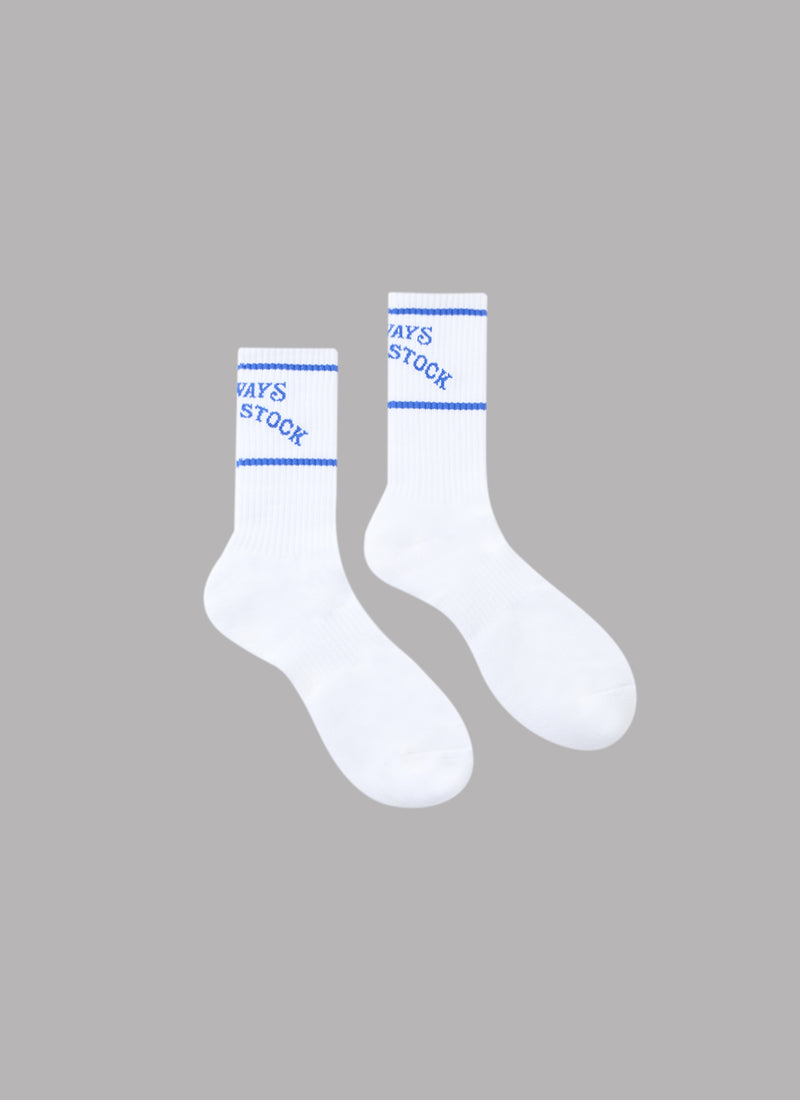 BASIC LOGO LONG SOCKS-WHITE x BLUE