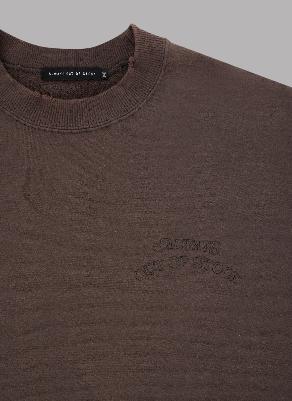 WASHED DAMAGED BASIC LOGO CREWNECK-CHARCOAL