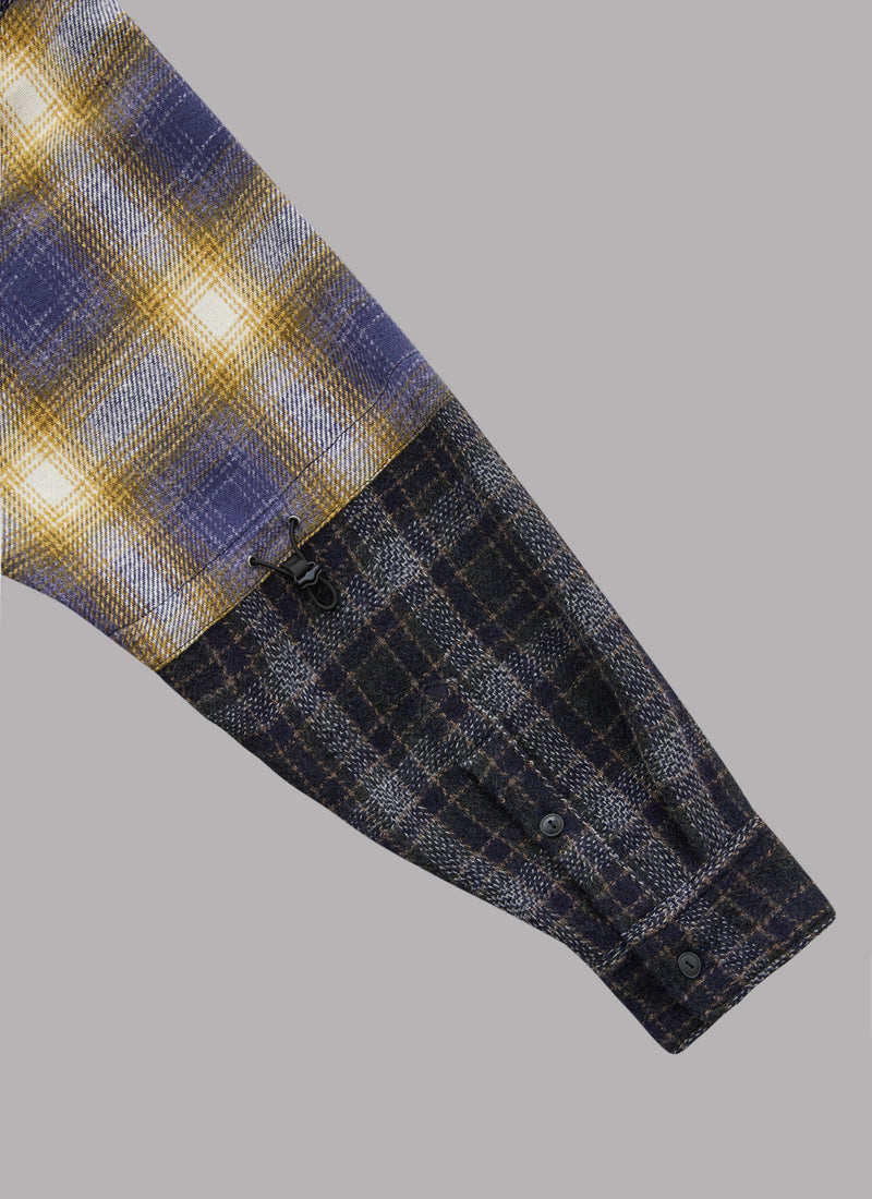 L/S CRAZY CHECK SHIRT-NAVY/YELLOW